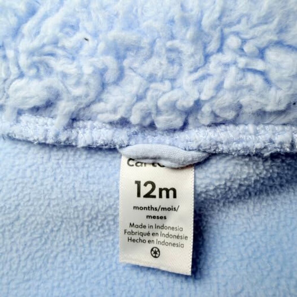Baby Fleece Jacket 12M Blue Sherpa Zip Up Carter’s Lightweight - Picture 6 of 7